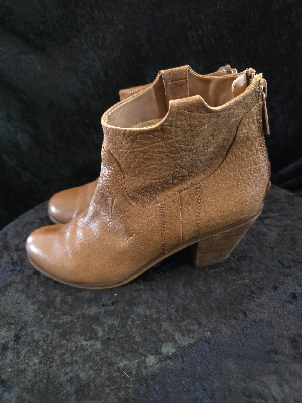 Sam Edelman Tan Leather Ankle Booties with Block Heel